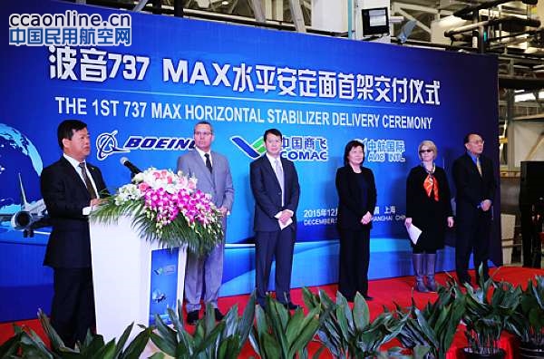 上飞向波音交付首架B737MAX飞机水平安定面